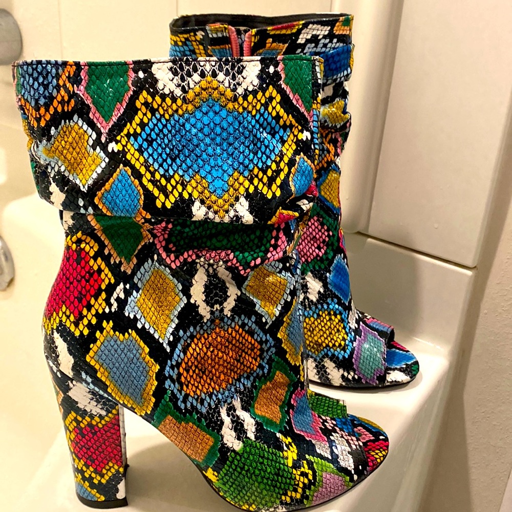 Multi color Peep Toe Booties (like New)😍